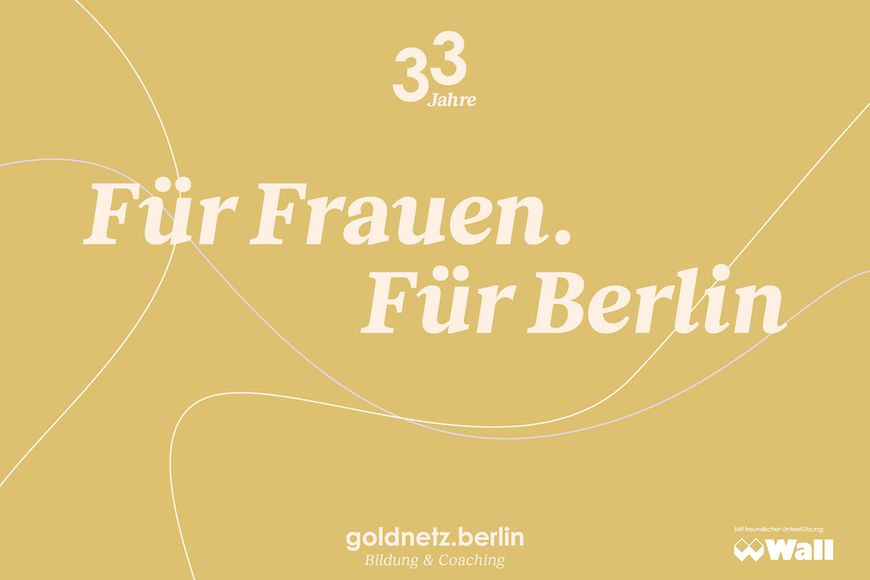 Einfarbiger Hintergrund mit Schriftzug "Für Frauen. Für Berlin"